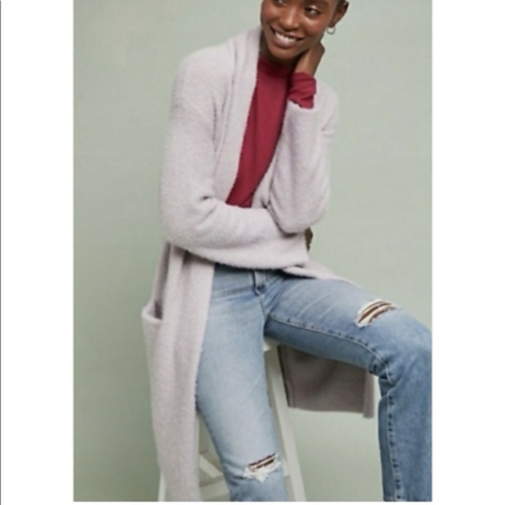 Anthropologie Sleeping on Snow Thorton long Line Open-Front Cardigan